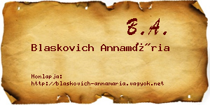 Blaskovich Annamária névjegykártya